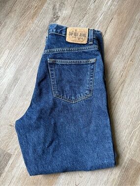 VTG Gap Classic Denim Jeans Straight Leg Mom Jeans Cotton Dark Blue Navy Size 12